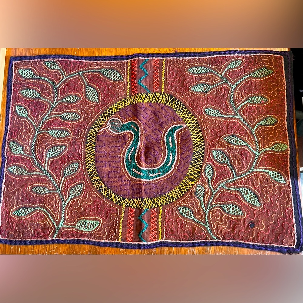 Authentic Shipibo snake altar cloth.